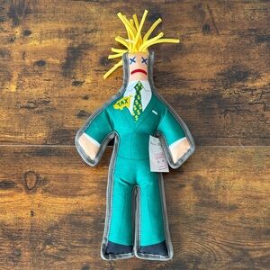 Teal Dog Toy with Yellow Accents